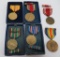 Six Merit and Campaign medals, four with boxes
