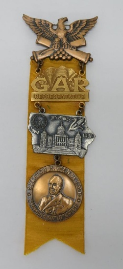 1938 GAR ribbon, Des Moines, Iowa, 7", representative