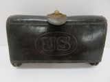 Original black leather McKeever cartridge Box, 6 1/2