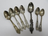 Seven military spoons, six demi, battle ships
