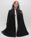 WWII era American Red Cross nurses outfit, cape, apron, dress, & head cover with manikin