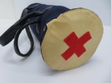 Neat WWII Red Cross bag, duffel shape, wool, 15