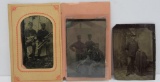 3 Civil War, Indian War Era tin types, 3 1/2