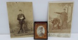 Spanish American War photos, tin type in case and two cabinet photos, attributed to Wis soldiers