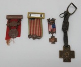 Four Spanish American War medals and Fob