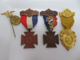 Four Women Relief Corp medals and stick pin