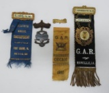 Three GAR ribbons and medal