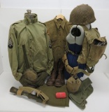 84th Division WWII complete soldier uniform Tech 3 Sgt, Helmet M 1 fixed bale
