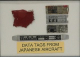 4 data tags from Japanese Aircrafts, war trophies, framed