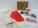WWII silk Japanese Flag, Tokens and pictures sent home by soldier William Adams Milwaukee Wisconsin