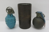 WWII hollow grenade and Vietnam dummy grenade