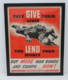 War Bond Poster, Second War Loan, The Give Their Lives, You Lend Your Money, 24