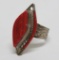 Southwestern Coral ring, size 9 1/2, hallmark and marked Romero sterling Taos