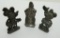 Three Junior Castor lead figures, Mickey Mouse, Minnie and Wimpy, 2 1/2