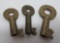 Three vintage Railroad keys, 2