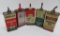 Five vintage oil cans, 5