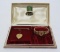 Vintage Dolly Madison stretch heart bracelet and locket with box
