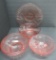 Pink depression style glassware, bowls and serving plate