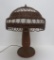 Wicker table lamp, working, lined shade, 23