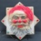Vintage Star shape Plaster Santa face wall plaque with lights, 18