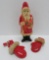 Celluloid Santa rattle and red Santa gloves pin
