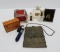 Vanity lot, micro bead purse, perfumes, kitty mirror and pin box