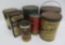8 Vintage tins, Coffee, baking powder, cocoa and lard