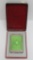 Girey enamel compact with box, gorgeous green geometric design, 3