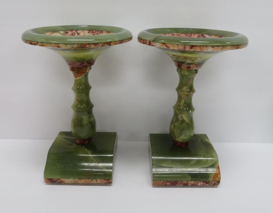 Pair of 8 1/2" marble onyx mantle pedestals