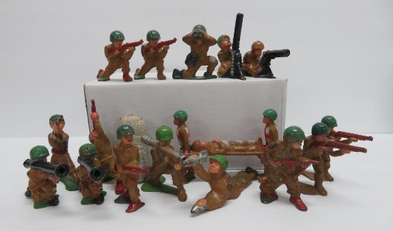 18 Manoil soldiers, WWII, 2" to 2 1/2"