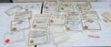 1891 to 1902 Stock certificates and checks, Railway, Mining, Gas & Oil and Fire Security