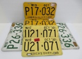 Three pairs of Wisconsin license plates matching numbers, years 56-58-61