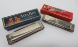 Vintage Hotz Atta Boy and M Hohner Old Standby harmonicas with boxes, 4