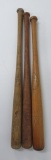 Three wooden Cracker Jack baseball bats, H & B #2