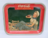 Vintage 1940's Drink Coca Cola soda tray, 10 1/2