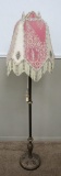 Ornate Floor lamp with fancy base and shade, working, 64