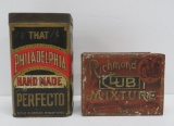 Two Tobacco tins, Philadelphia Perfecto and Richmond Club mixture