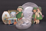 Childrens lot, nursing bottle, nipples, cut outs, tins plate, and childrens decor