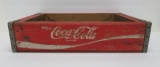 Red and white wooden Enjoy Coca-Cola case, 12