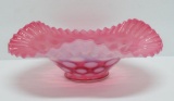 Cranberry coin dot fluted bowl, 9