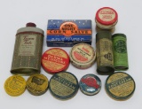 Vintage talc, salve, medicine and cream tins