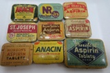Nine metal aspirin tins, 2
