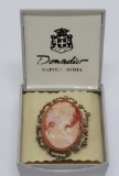 Donadio Roma carved cameo pendant, 1 1/2