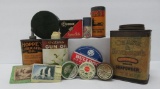 Gun and ammo tins and 1943 and 1967 Bird Hunting stamps