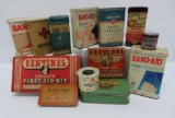 13 Vintage band aid and first aid tins