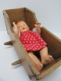 Primitive wooden doll cradle 15