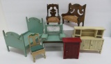 Nice assorted dollhouse furniture, Tynie Toy and Walterhausen attribution