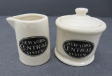 New York Central Systems Dining Car China, creamer and sugar, 2 1/2