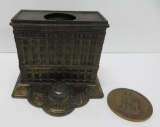 US Fidelity & Guaranty Co bank building inkwell pen holder and 1939 Marine National Bank paperweight