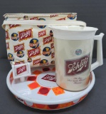 Schlitz lot, vintage soft sided cooler, pitcher, tray and tapper